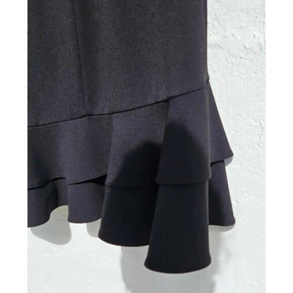 Betsey Johnson Womens Dress 2 Black Ruffle Layer Hem Flutter Sleeve Stretch Mini - Picture 6 of 11